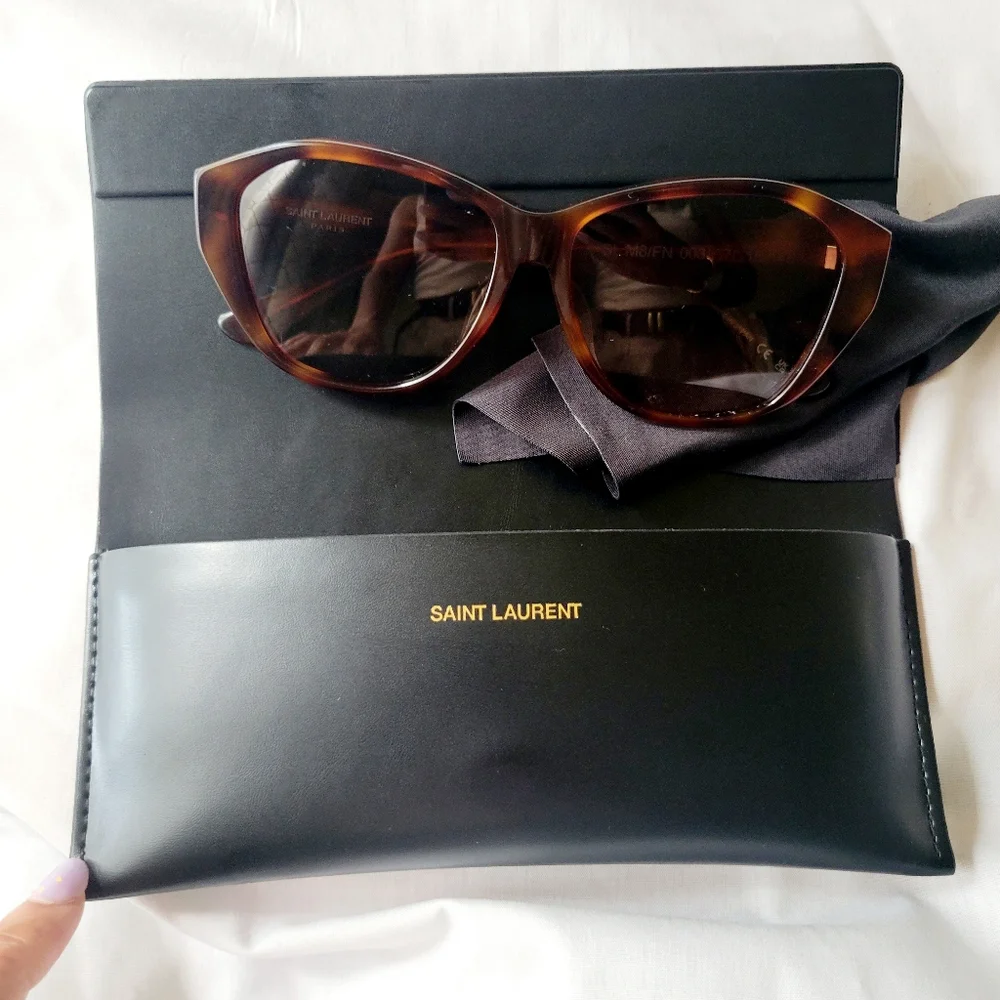 Auth Saint Laurent Brown‎ Tortoiseshell Sunglasses